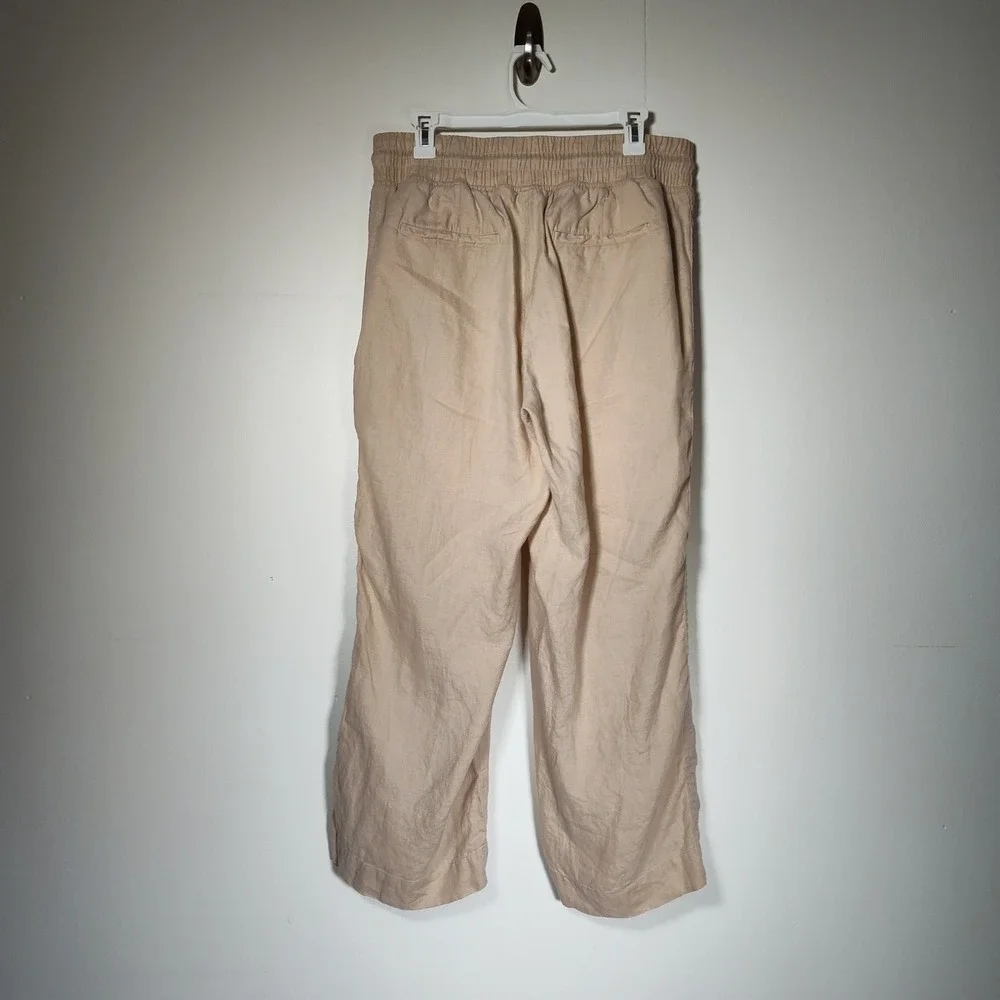 Quince Women 100% European Linen Wide Leg Pants Driftwood Tan Large